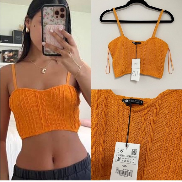 ZARA CABLE-KNIT CROP TOP - Picture 4 of 4